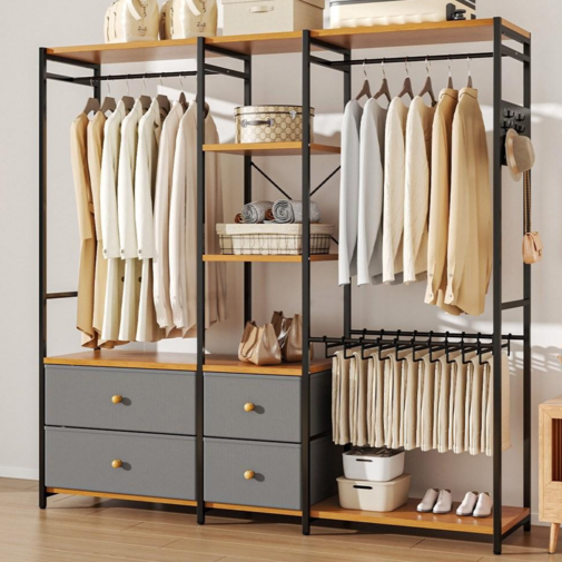 투에스리빙 속깊은 확장 드레스룸 서랍형 옷장 시스템 행거, 블랙