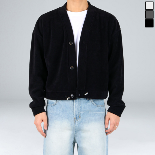 이황에프엔씨 남성용 크롭 밑단 스트링 버튼 가디건 65561