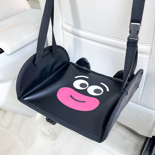 OFFCURVE 자동차 어린이 발 받침대 차량용 시트 뒤편 설치 발 받침판 여행 필수품, 1개, 작은 검은곰