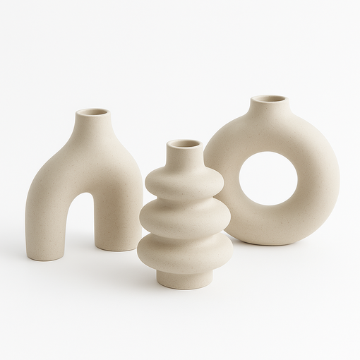 토도샵 세라믹 도자기 화병 꽃병 오브제 3P 세트 집들이 개업 선물 인테리어 소품