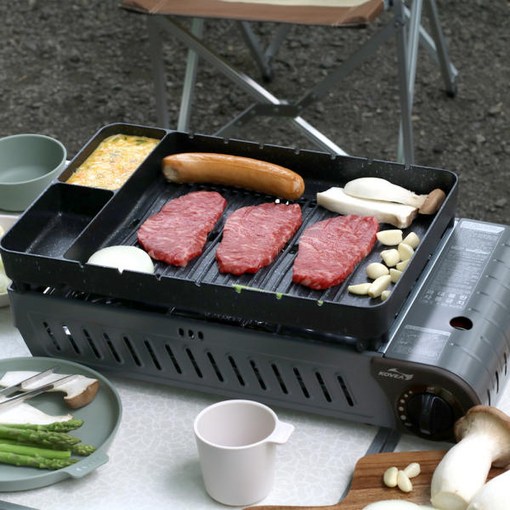 코베아 원조 구이바다 블랙에디션 L 45인용 3WAY 올인원 플러스 최고급 다이아몬드 코팅이 적용된 유일한 에디션 전골팬 KGG1304CDC 캠핑 버너그릴, 1개