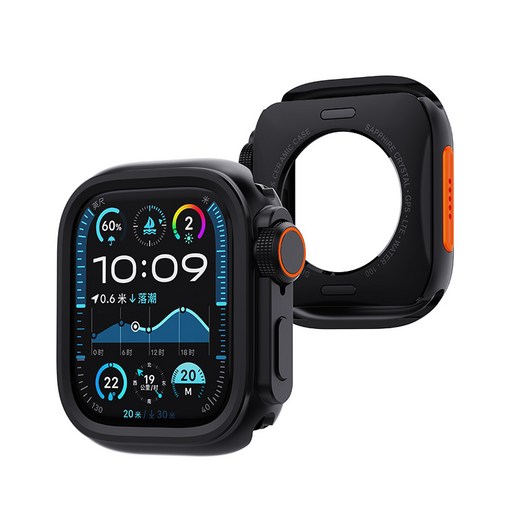 PZOZ 애플워치 호환 메탈 범퍼 케이스 S1110987654 외관을 Ultra123 외관으로 바꿉니다, 블랙, 1개
