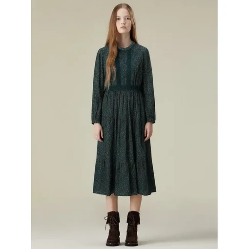 Thursday Island 패턴 코듀로이 포켓원피스 포근한 빈티지