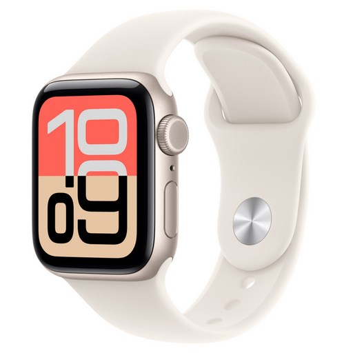 Apple 2025 Watch SE 3 鋁金屬 + S/M運動型錶帶, 星光色, 40mm, GPS