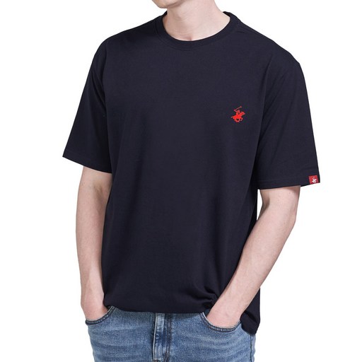 BEVERLY HILLS POLO CLUB 比佛利保羅 男女通用 Timeless 刺繡Logo 圓領短袖T恤 CPS9T00, 海軍藍
