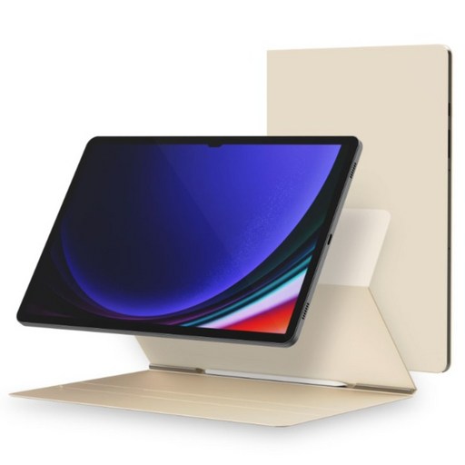 지에스비케이스 갤럭시탭 마그네틱 자석 북커버 슬림 케이스, 크림아이보리, 1개