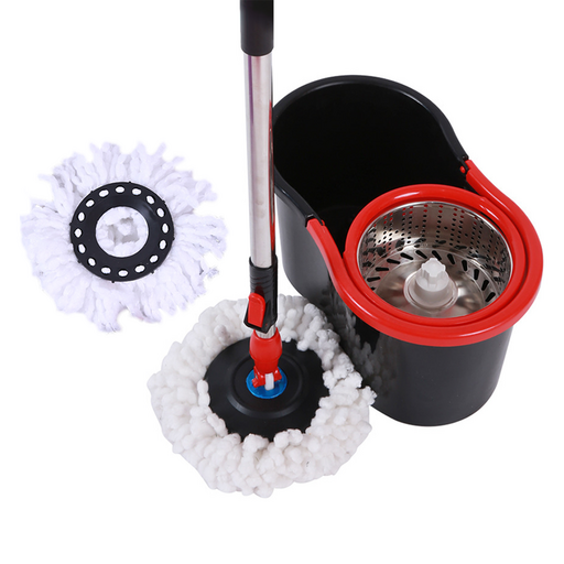폴인셀 수동 세척 탈수통  밀대봉  극세사걸레 세트 블랙 스틸 바스켓 걸레 2