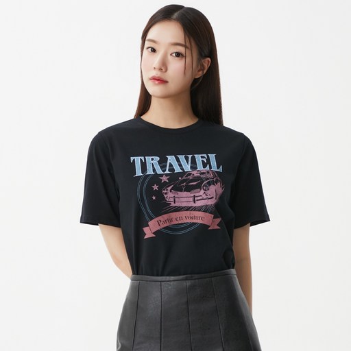 플라스틱아일랜드 여성용 크롭 프린팅 티셔츠 PR2CH361