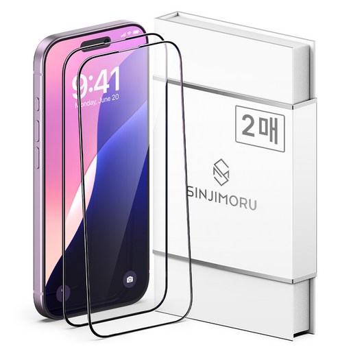 신지모루 풀커버 하이브리드 강화유리 휴대폰 액정보호필름 2매입, 1세트