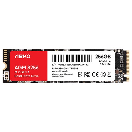 앱코 AGM M.2 NVMe S256 내장형 SSD, ABKOAGMS256GM2G3, 256GB