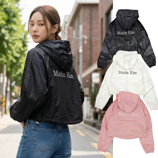 마뗑킴 바람막이 여성 크롭 후디 코팅 점퍼 자켓 MATIN KIM