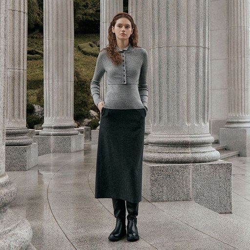 백화점 정품 25FW 잇미샤 25FW 하프 버튼 하이넥 니트탑 ITPAZPO820