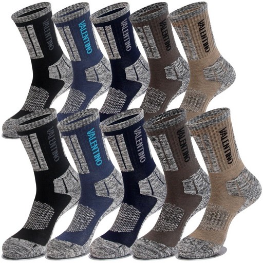 남성용 사이드VLTN 두꺼운 등산 아웃도어 기능성 양말 10켤레 발렌티노크리스티