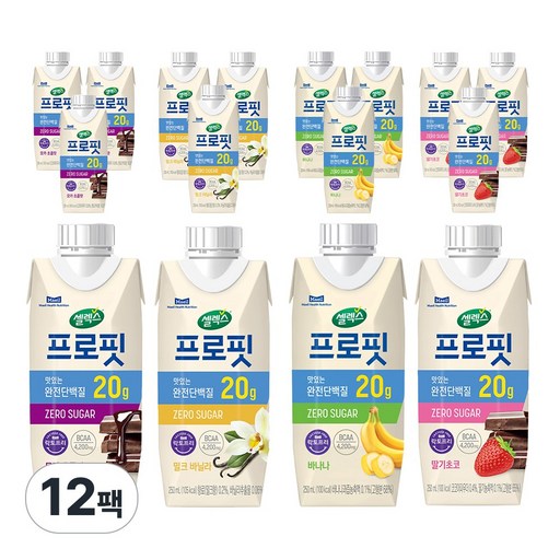 셀렉스 프로핏 (모카초콜릿 3팩+밀크바닐라 3팩+바나나 3팩+딸기초코3팩)
