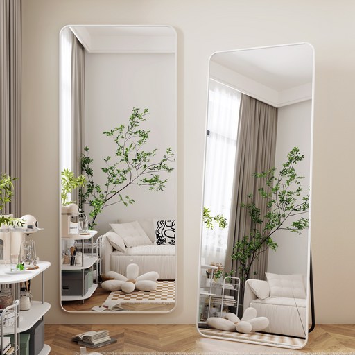 뷰티피크 라운드형 3in1 스탠드 벽걸이 거치형 전신거울 520 x 1610 mm, 화이트