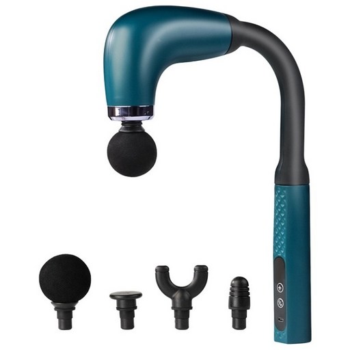 AOSS 진동 핸디 마사지건 강력 진동 갈고리형 휴대용 무선 안마기, 그린