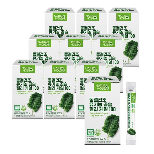 네츄럴올가 동결건조 유기농 컬리케일 100 곱슬케일 분말, 300개, 1g