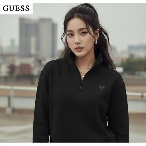 정품 게스 여성 반집업 티셔츠 애슬레저  약기모 보온 데일리룩 필수템