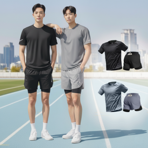 BYMSPORT 남자 런닝복 스포츠웨어 상하 운동복 세트  반팔투인원 반바지 11