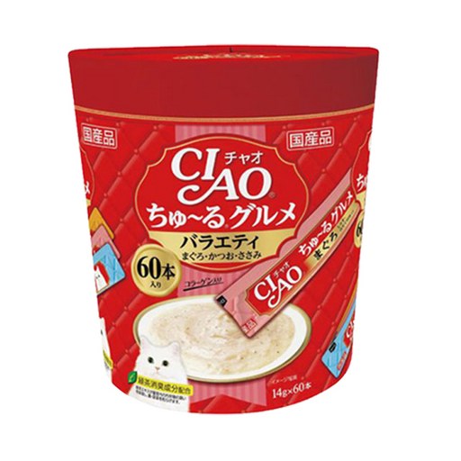 챠오츄르 고양이 구루메 버라이어티 간식 60p, 혼합맛(참치/가다랑어/닭가슴살), 840g, 1개