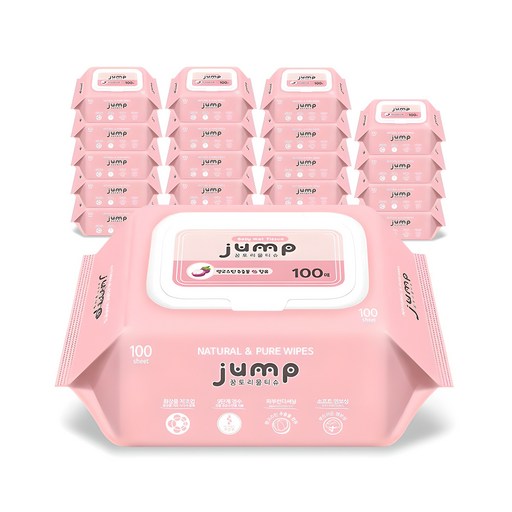 꿈토리 NEW 넉넉한 점프 아기물티슈 캡형, 55g, 100매, 20개