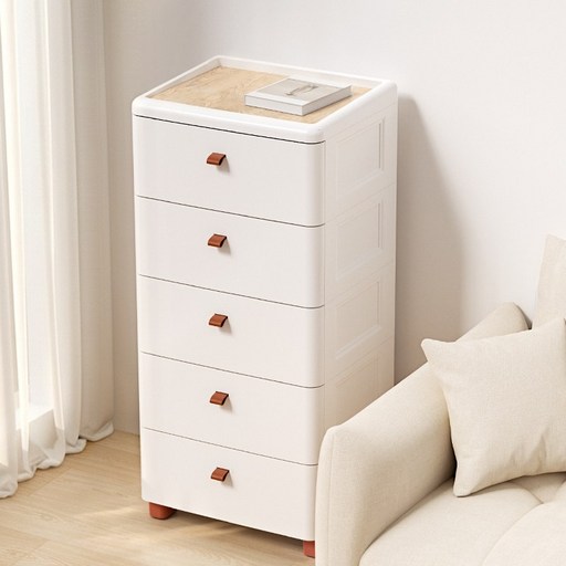 COUCAMP 대용량 서랍장 수납장 다용도 수납장 이동식 심플 인테리어 가구, 화이트, 5단
