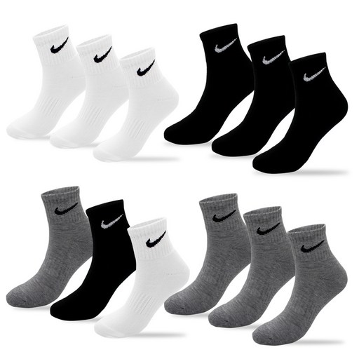 나이키 에브리데이 트레이닝 앵클삭스 남성 여성 양말 3켤래 화이트, 블랙, 실버, 멀티