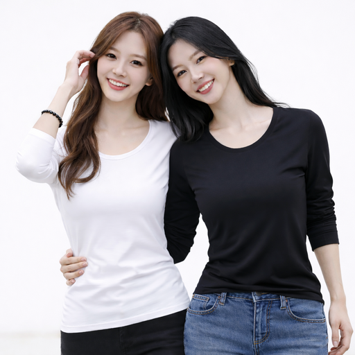 히트그램 11 여성 기본 긴팔 레이어드 슬림핏 티셔츠