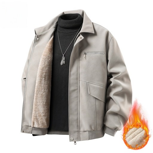 남성용 겨울 보온 가죽 자켓 기모 두꺼운 아우터