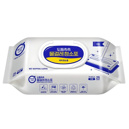 깨끗한나라 도톰촉촉 물걸레 청소포 캡 25p로 완벽한 청소 경험 제공