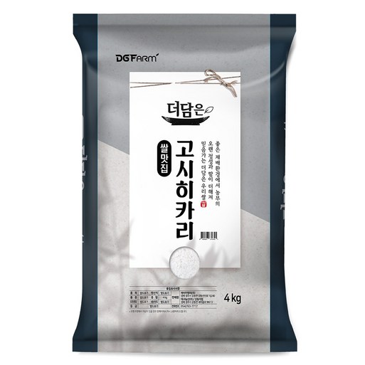 더담은 2025년산 햅쌀 고시히카리 백미, 특등급, 4kg, 1개