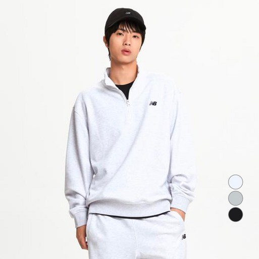 뉴발란스 남녀공용 에센셜 반집업 세미 오버 핏 맨투맨 NBNCF11213