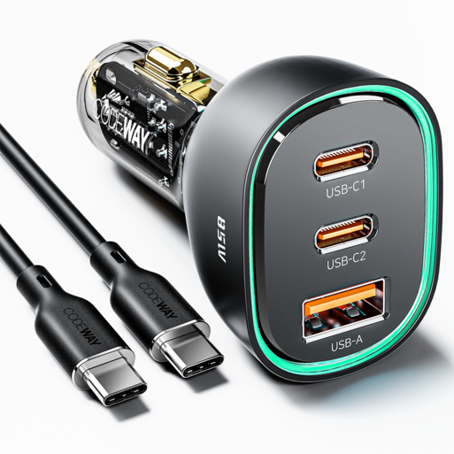 코드웨이 차량용 시거잭 고속 충전기  C타입 초고속충전케이블 세트