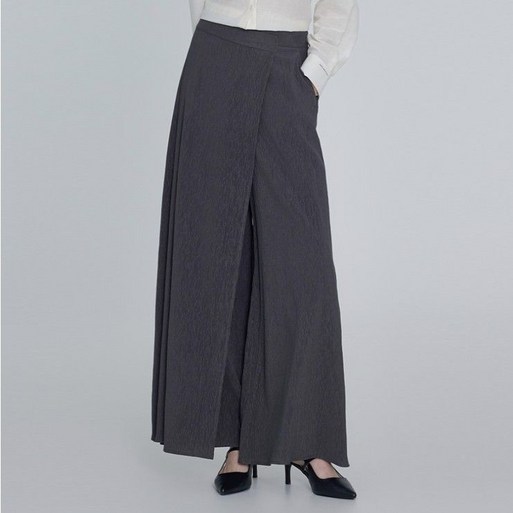 백화점 정품 25FW 잇미샤 랩 와이드 플리츠 팬츠ITP8WPT300EMA