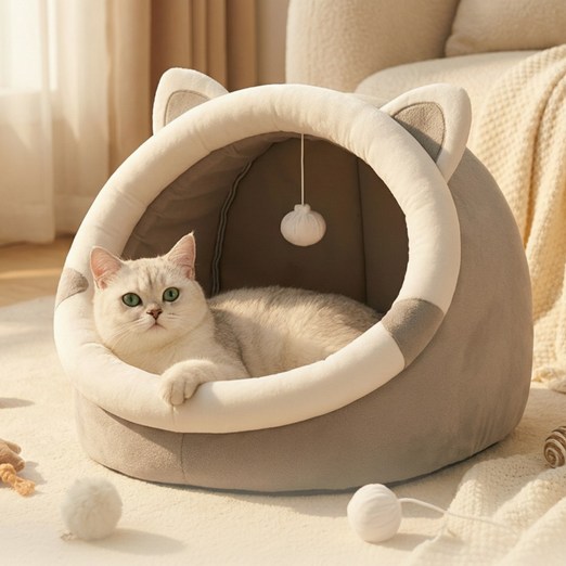 캣박스 반려동물 고양이 쿠션 숨숨집 침대 수면 쿠션, 1개, 그레이