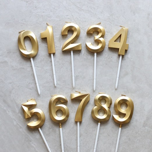 빅사이즈 생일초 케이크픽 특이한 메탈릭 골드 숫자초, 09, 1개, 150g