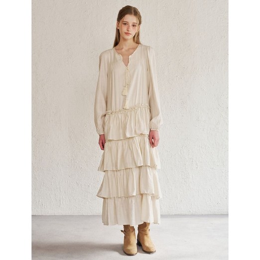 르샵 러블리 타이 포인트 캉캉 롱 원피스 DQ1OW006A