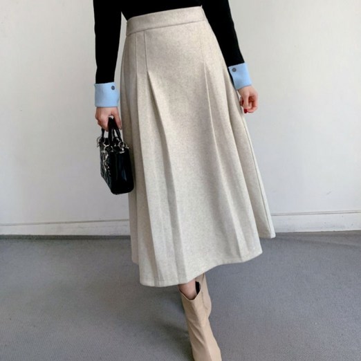 마켓제이MARKETJ 울 겨울핀턱 풀리츠스커트3col