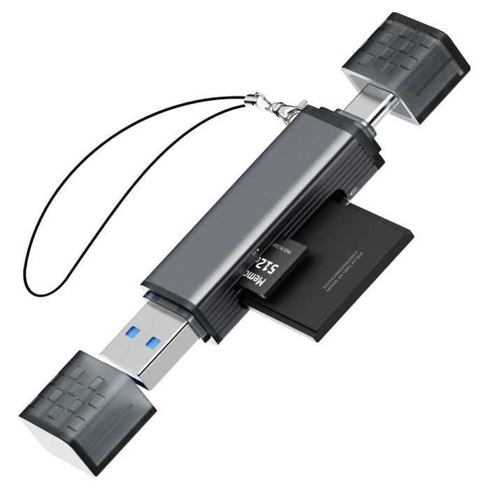 일리온 C타입 USBA 3.0 SD카드 MicroSD카드 OTG 멀티 카드리더기, 메탈, 1개, 단일상품
