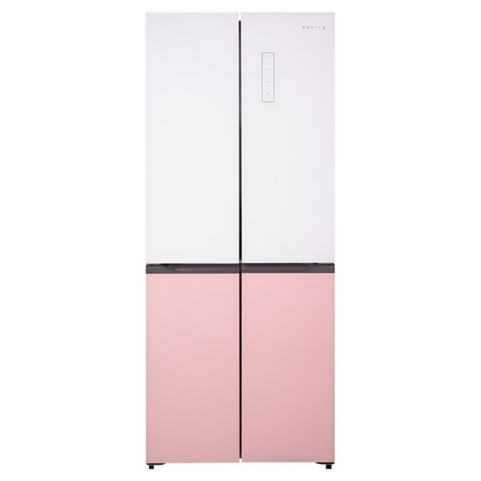 쿠잉전자 글램 글라스 대용량 418L 양문형 4도어 냉장고 방문설치, MD405GWP