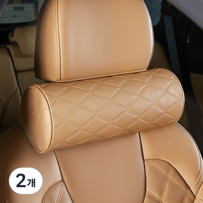 메이튼 프리미엄 메모리폼 차량용 목쿠션, 새들 브라운, 2개