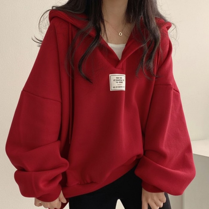 더플로우커머스 여성용 오버사이즈 마시멜로 후드 반집업 맨투맨