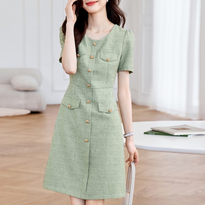 포플러앤씨 여성용 헤리튼 버튼장식 하객룩 원피스 P25SMOPS040811