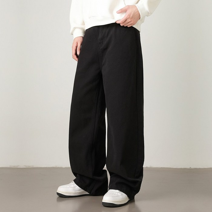 벨로시티 남녀공용 와이드 스트레이트 밴딩 면 치노 팬츠
