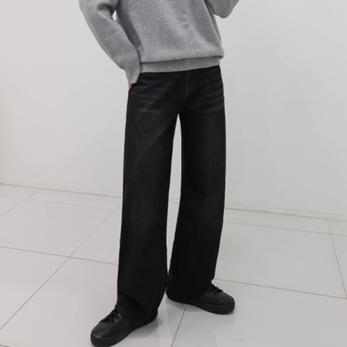 디스페로 남성용 롱숏기본 기장 뉴 데일리 세미와이드 데님팬츠