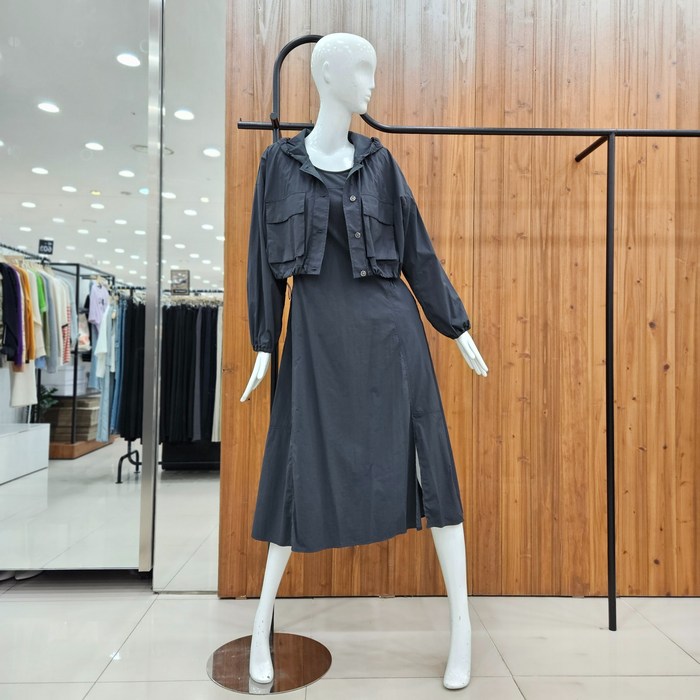 지컷 점퍼 레이어드 후드 원피스 721333710473DJ 593015