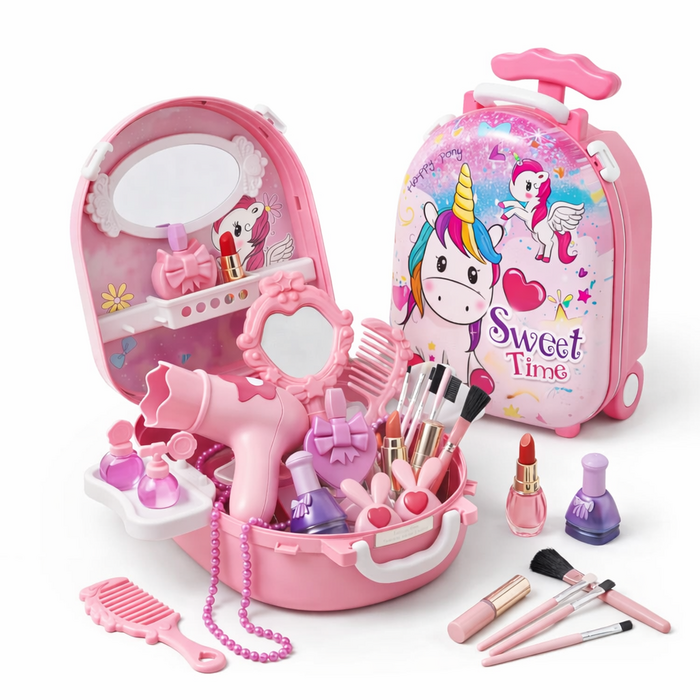 어린이 공주 화장놀이세트 메이크업 캐리어 환상 화장대 장난감