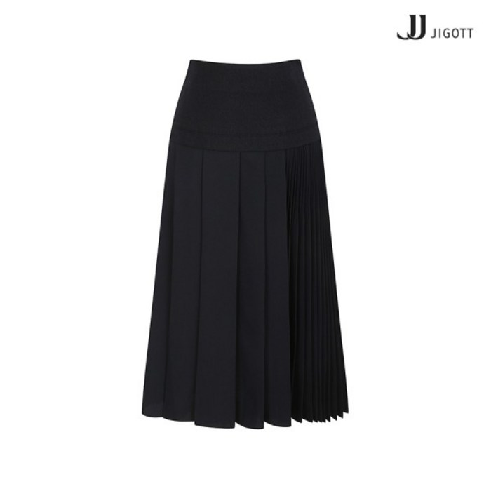 JJ지고트 울 블렌드 플리츠 배색 스커트 GMCA0SK55