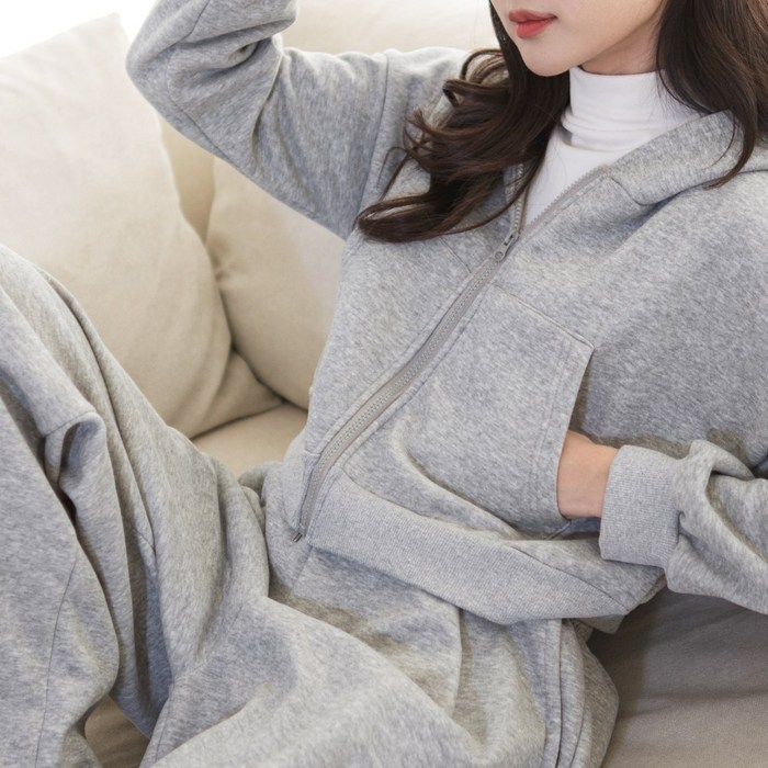 여성 후드 집업 크롭 와이드팬츠 상하의 세트