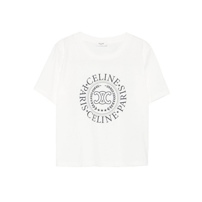 셀린느 로고 장식 코튼 티셔츠